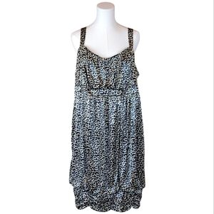 Torrid Leopard Print Bubble Hem Dress Ruched Bust Adjustable Straps Plus Size 3